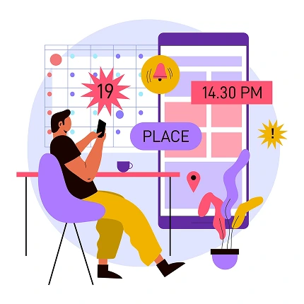 Digital calendar with scheduled appointments